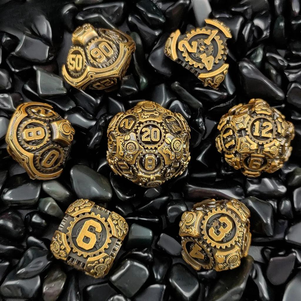 7 шт./набор игральных костей Gear Metal Dnd, набор многогранных игральных костей с цифрами для настольной игры Dnd TRPG Cthulhu COC Running Team D6