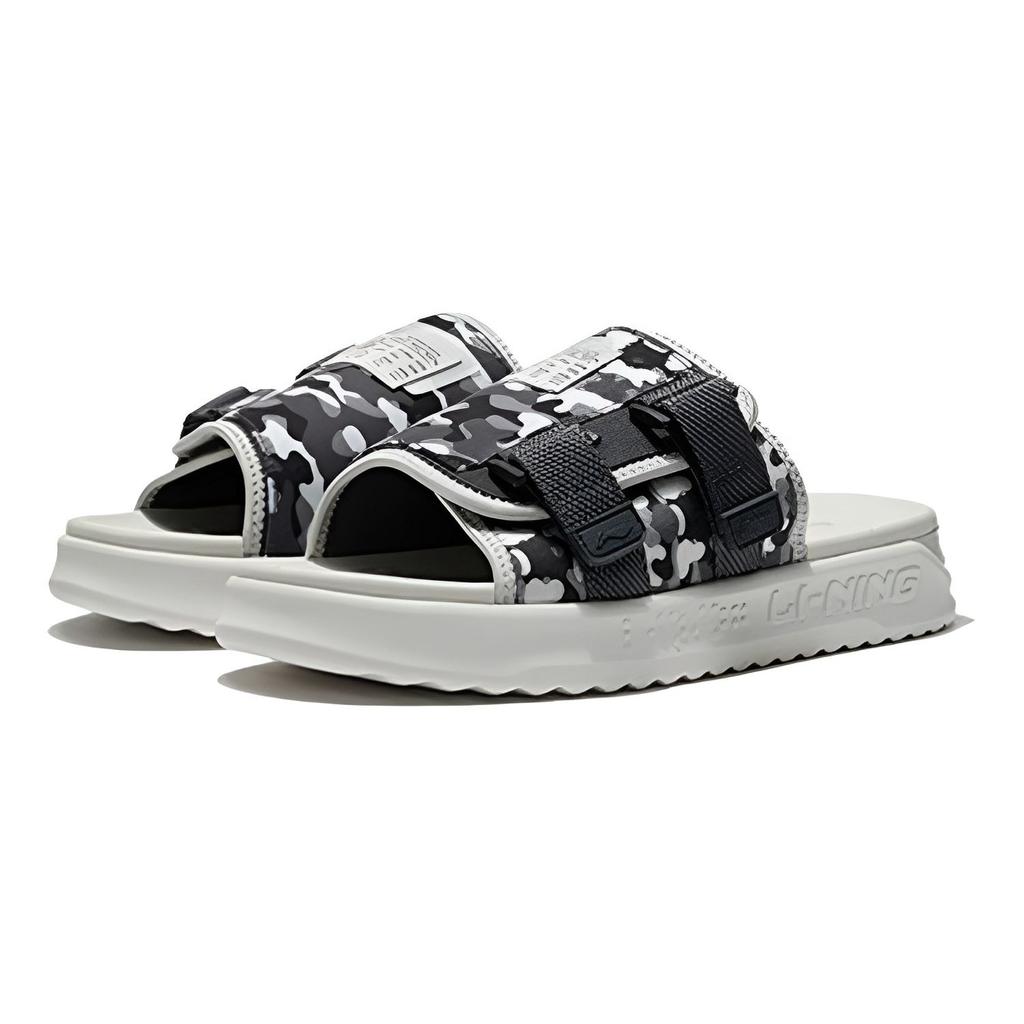Li-Ning Нескользящие прочные сандалии EVA Slide мужские серые черные AGAS011-3
