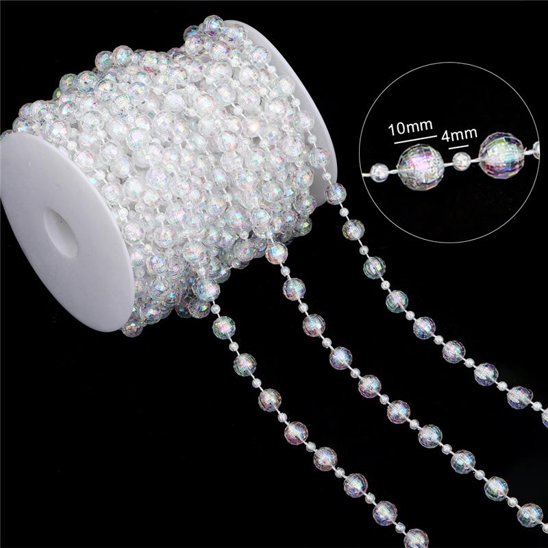 17-60Meter Imitation Pearl Acrylic Beaded Chain Trim Garland Strand for Door Curtain Wedding Decoration DIY Embellished Accessories