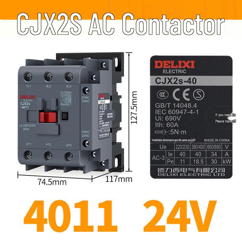 Контактор переменного тока DELIXI CJX2S-4011, Мультивольтажный, Трехфазный/Однофазный.