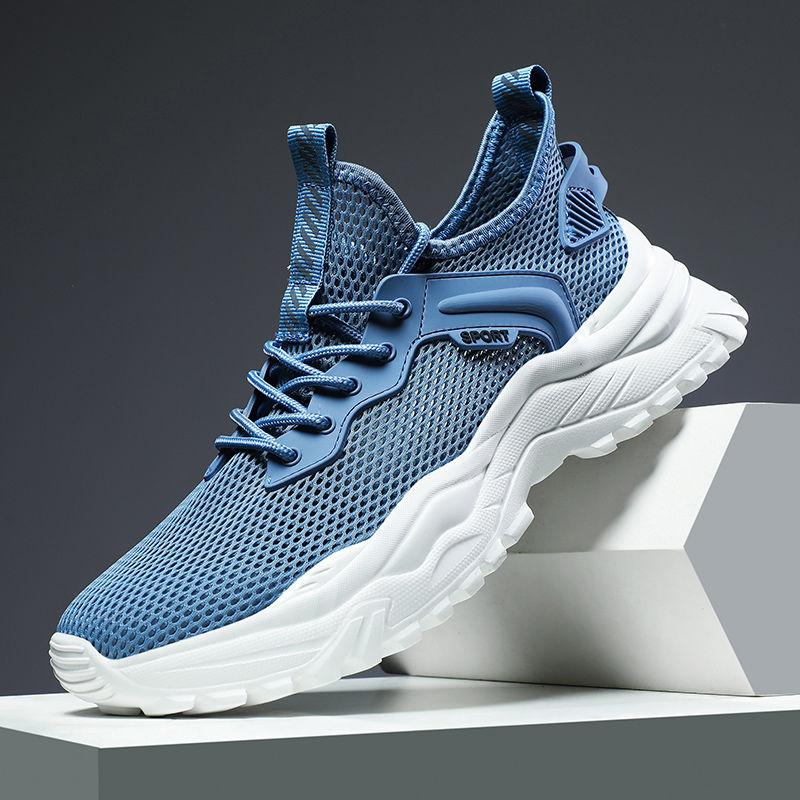 Полый сетчатый верх, толстая платформа, мужские повседневные кроссовки, дышащие кроссовки для бега для спортзала, по акции, корейские кроссовки для бега, мужская спортивная обувь