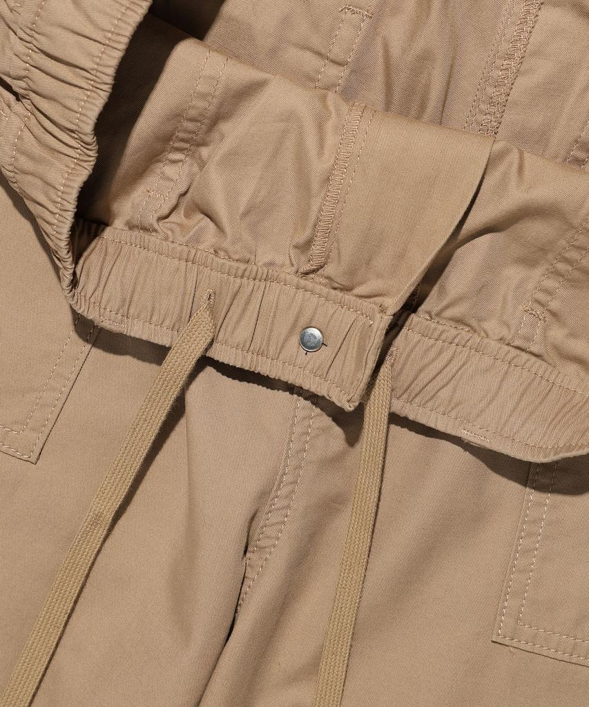 WACKY WILLY Straight Cotton Fatigue Elastic Pants Beige