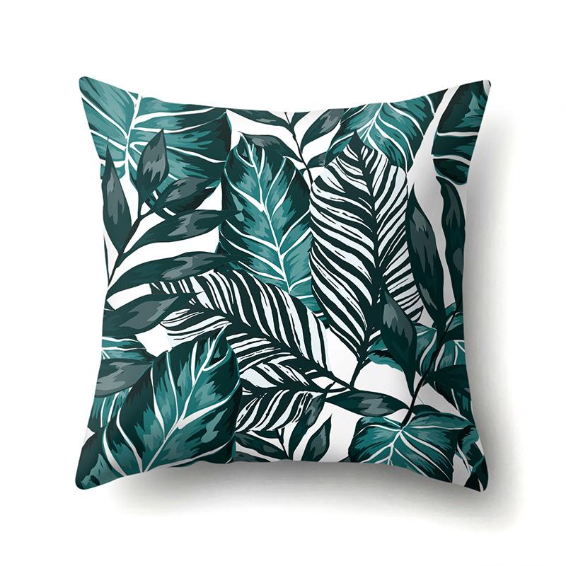 Polyester Pillow Case Nordic Ins Style Plant Flower Print Peach Leather Velvet Cushion Cover Car Waist Cushion Cover