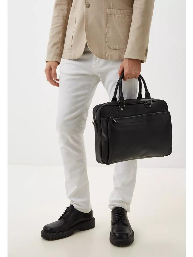 Men's briefcase bag, spacious for work, for a 15-inch laptop, black