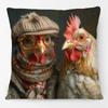 European Chicken Rooster with Glasses Portrait Poster Cushion Covers Hand Painting Pillowcase