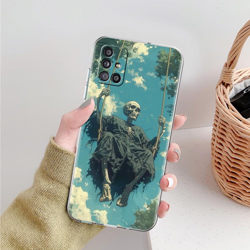 Чехол для телефона Samsung A15 A13 A35 A55 A51 A71 A41 A31 A21S A03S A05 A17 A23 A25 A33 A53 A73 5G A07 4G Обложка Жнец Череп