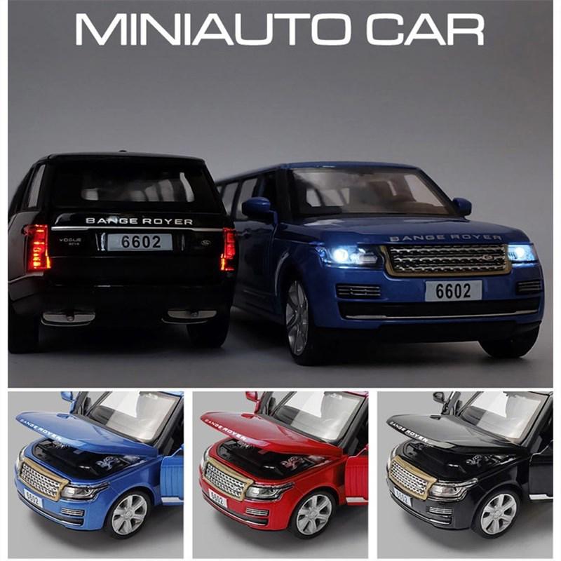 Масштаб 1/32 Land Range Rover, удлиненная литая под давлением модель автомобиля, игрушечный автомобиль со звуком и светом для детей, коллекция подарков для мальчиков и девочек