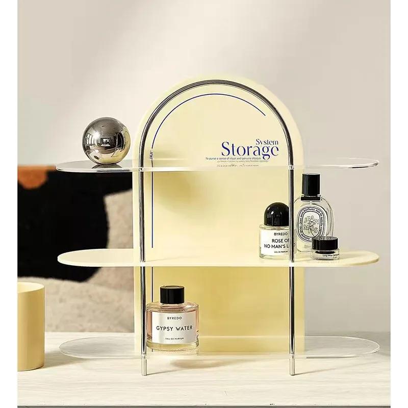 Ins Акриловая косметическая стойка для хранения духов, средств по уходу за кожей, стеллаж для хранения украшений для дома, настольная полка для гостиной