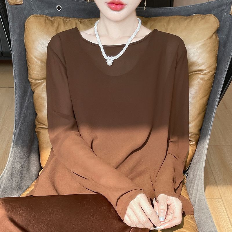 Однотонные Весенне-Осенние Футболки с Круглым Вырезом, Модные Новые Удобные Топы, Женская Одежда, Удобные Приталенные Элегантные Прямые Футболки