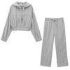 ZA Women's Spring 2025 Wool Blend Hooded Jacket & Straight Leg Pants Set