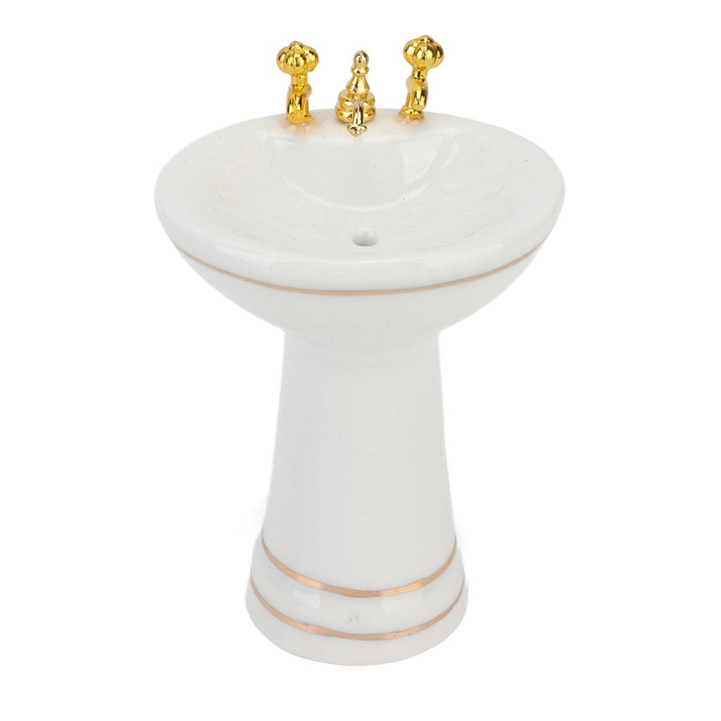 5 Pieces 1:12 Dollhouse Bathroom Set Cute Beautiful Porcelain Dollhouse Miniature Furniture Toys