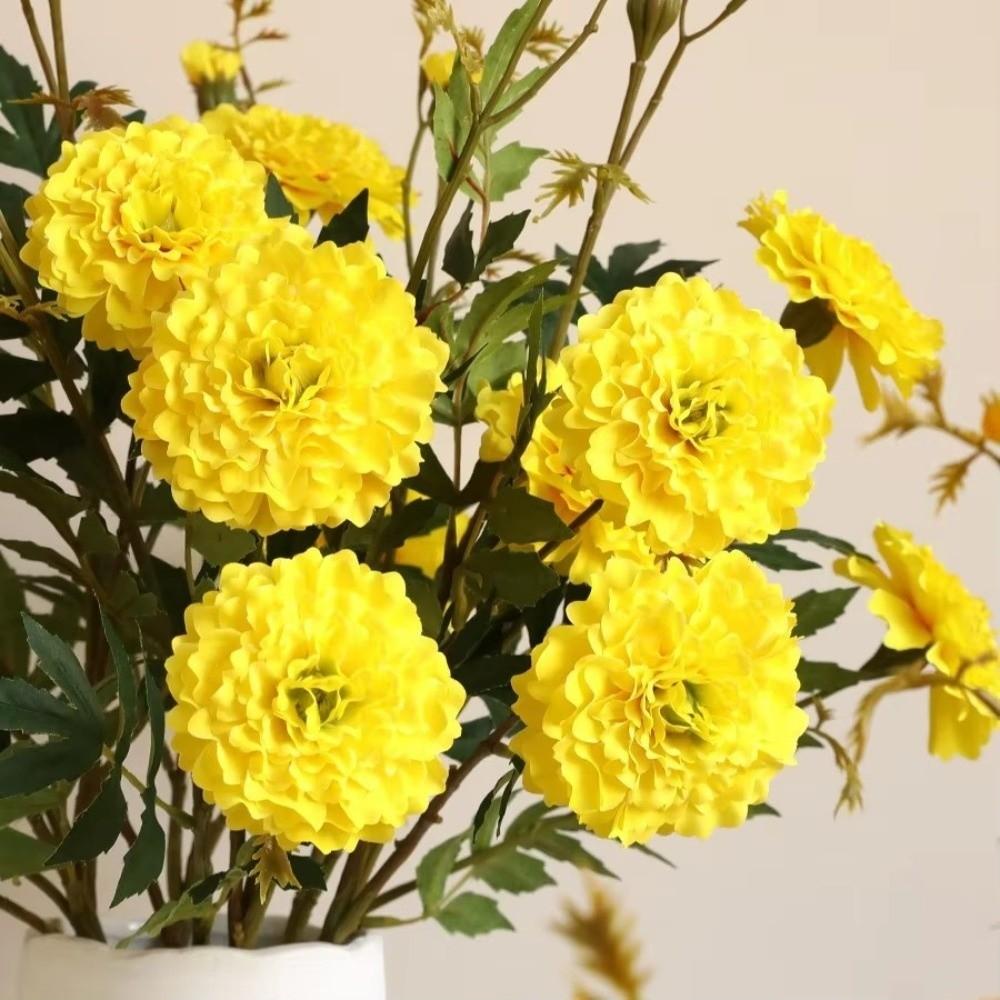 3 Heads Silk Flower Branches Silk Cloth Material Simulated Floral Decor Photography Props
