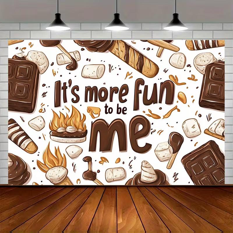 2D Sweet Themed Backdrop, Cute S'mores & Chocolate Print Party Banner