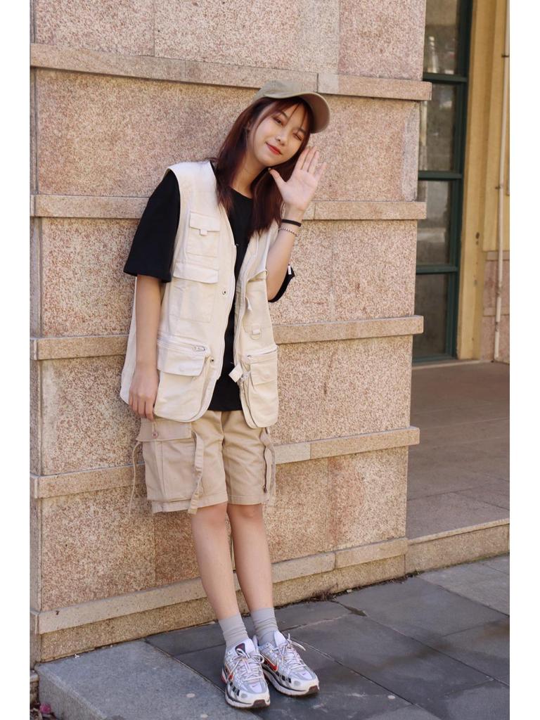 Жилет унисекс в японском ретро-стиле для спецодежды - осенняя тонкая, свободная, функциональная куртка с множеством карманов