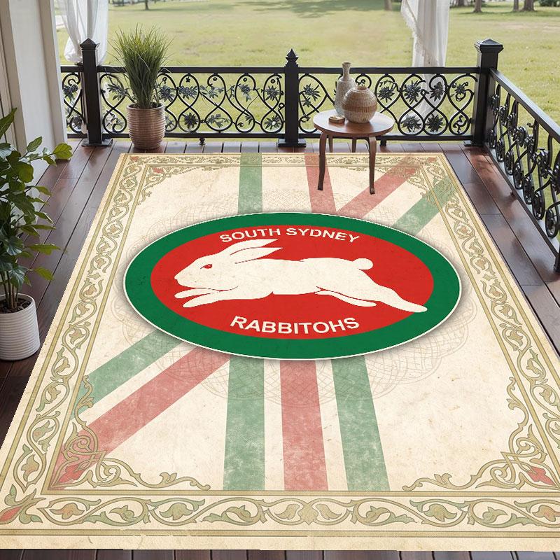 Soft Floor Carpet South Sydney Rabbitohs Pattern Area Rug Decorative Mat For Home Room Decoration