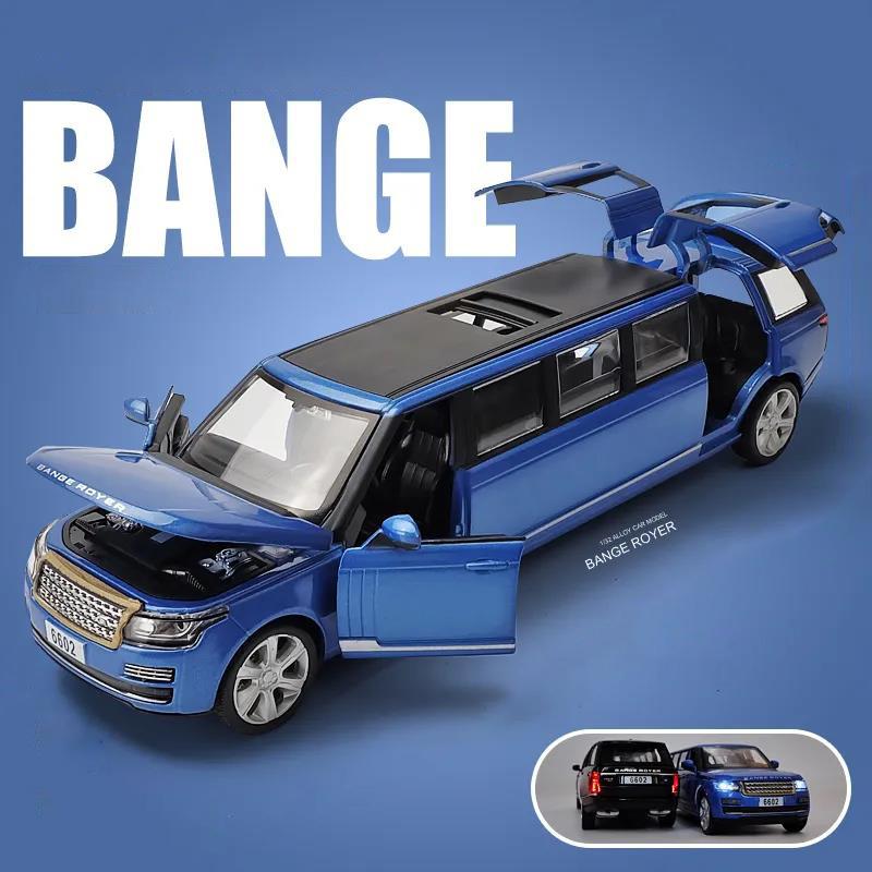 Масштаб 1/32 Land Range Rover, удлиненная литая под давлением модель автомобиля, игрушечный автомобиль со звуком и светом для детей, коллекция подарков для мальчиков и девочек