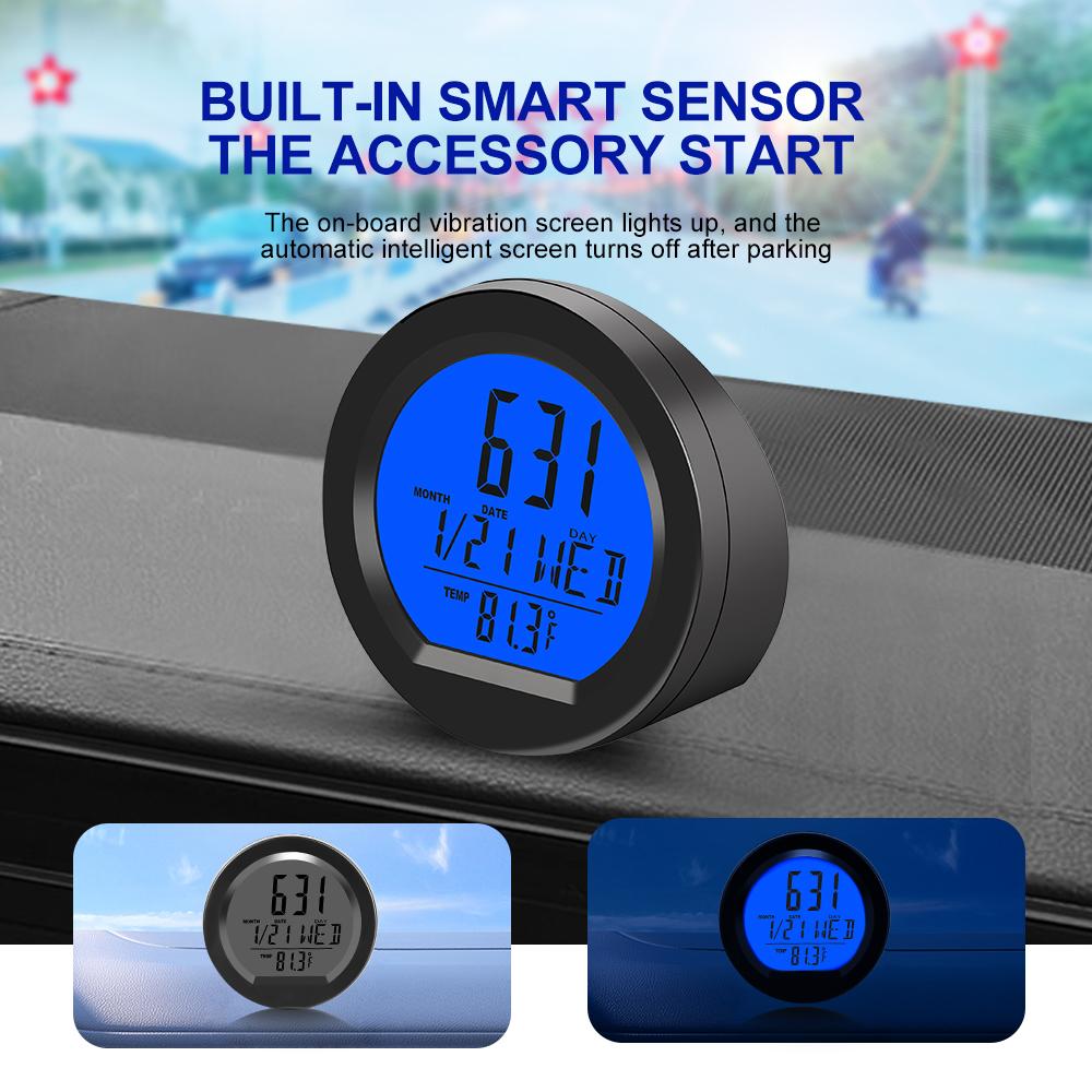 Solar Car Clocks Dashboard Thermometer Automotive Electronic Watch Led Digital DisplayTime with Back Luminous Car Accessories