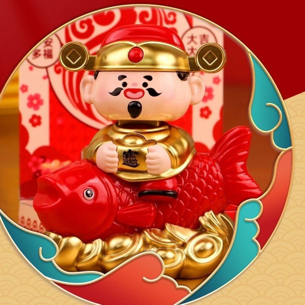 Солнечный Кивающий Бог Богатства Украшение Дизайн Yuanbao Автоматическое Кивание Привлечение Богатства Карп Декорация Привлечение Богатства