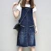 Women's Spring and Summer Loose Plus Size Dresses Mid-length Halter Dress Pocket Sleeveless Fashion Denim Dresses