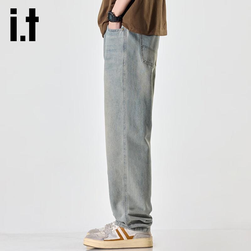 Мужские джинсы izzue свободного прямого кроя с эффектом потертости