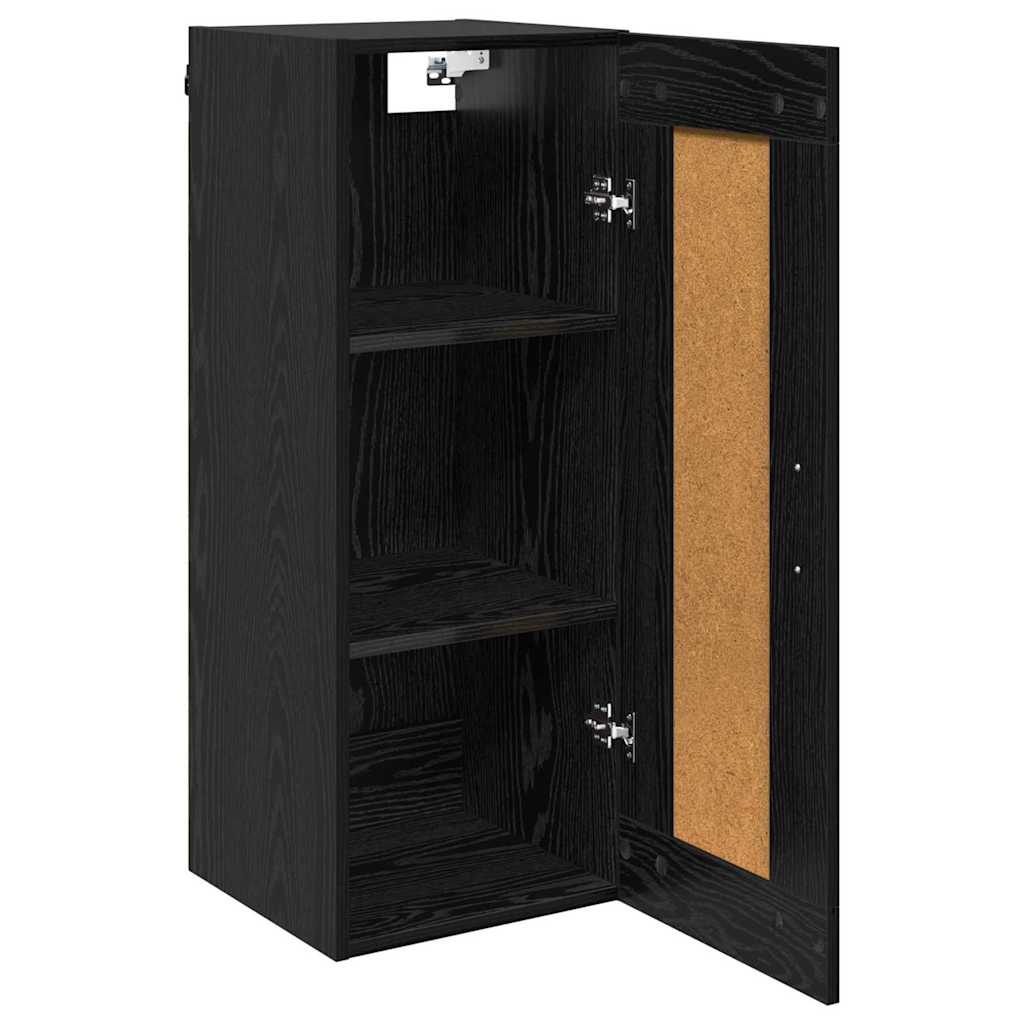 Wall Mounted Cabinet Black Oak Effect 34.5 x 34 x 90 cm