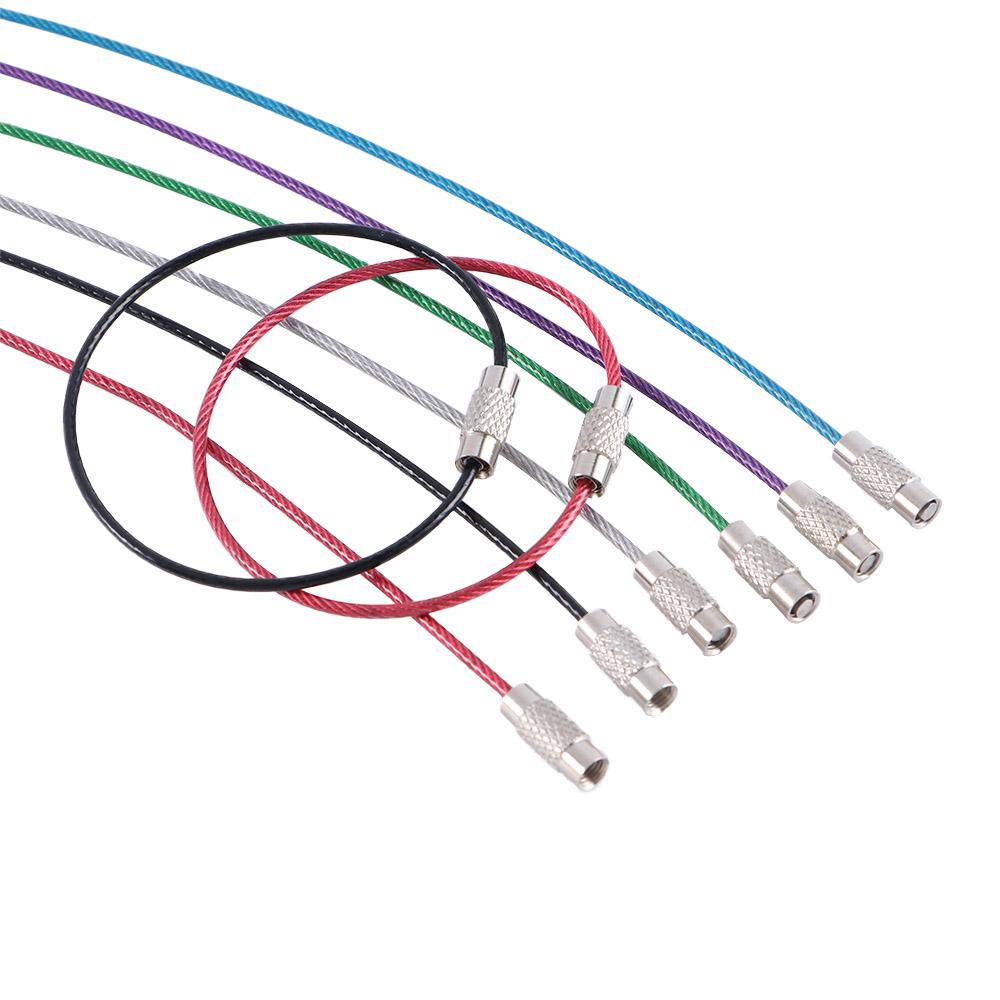 10Pcs Tool Gadget with Screw Lock Key Holder Keychain Keyring Circle Stainless Steel Rope Ring