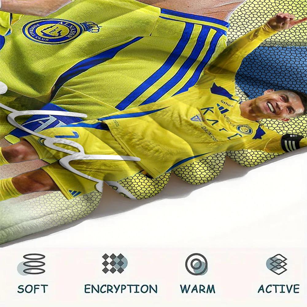1Pc Ronaldo Print Flannel Blanket High Quality Warm Comfortable Cover for All Seasons Perfect for Gifts Home Decor