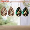 Classical Elegant Music Note Pattern PU Leather Earrings Women's Fashion Drop Dangle Earrings Double-sided Print Lightweight Earrings