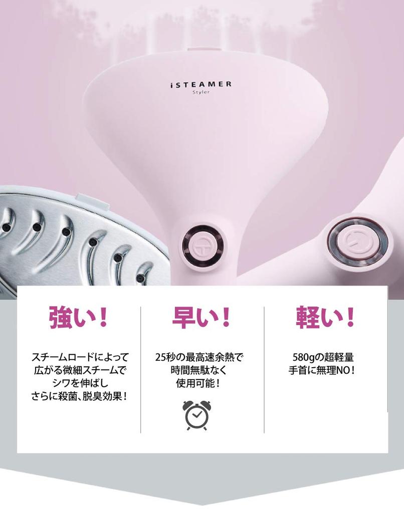 iSTEAMER Clothes Steamer Hanger Steam Iron Hay Fever Prevention 25 Second Time Saving Steam 580g Ultra Light Disinfecting, Deodorizing, IST-GL (Gray)