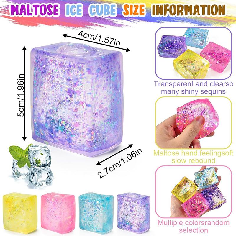 1PC Squishy Colored Ice Cube Fidget Toy for Stress Relief Funny Squeezable Slow Rising Stress Reducer for Kids And Adults