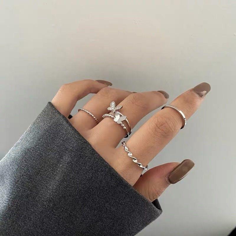 Butterfly Metal Punk Rings Cool Adjustable Index Finger Ring  Knuckle Jewelry For Women Teen Jewelry Gifts Accessories