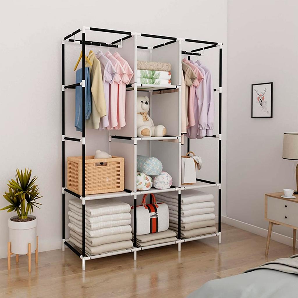 Nyana Home Fabric Dressing Room with Zipper Doors and Side Pockets Measurements 170x127x45cm