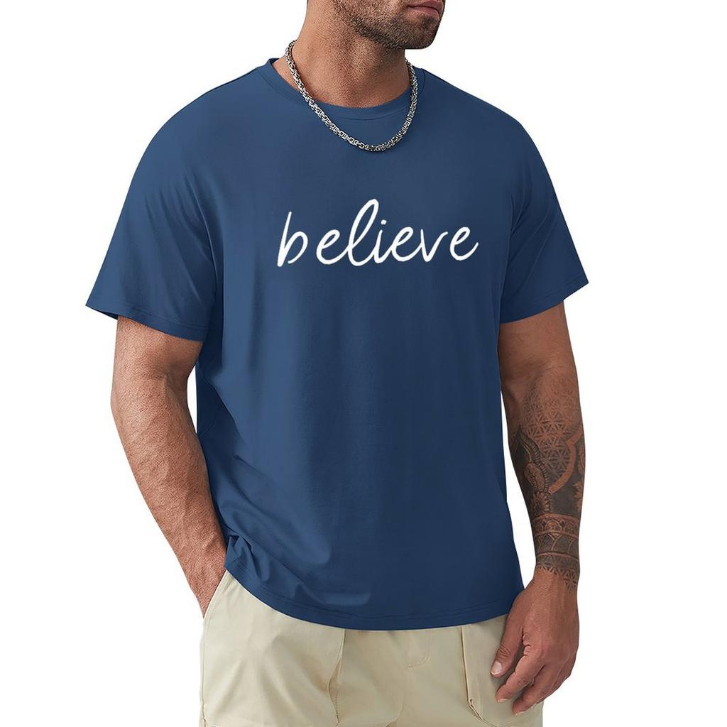 Футболки Believe футболки на заказ фигурки аниме Эстетичная одежда мужские хлопковые футболки