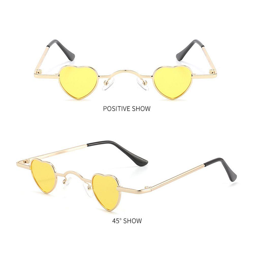 Женские Мужские Конфетного Цвета Хип-Хоп Металлическая Оправа Солнцезащитные Очки-Шейды Сердцевидные Ультрамаленькие