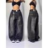 Джинсы Harajuku Hip Hop Retro Skull Graphic Embroidered Baggy Jeans Denim Брюки женские готические с высокой талией Широкие брюки
