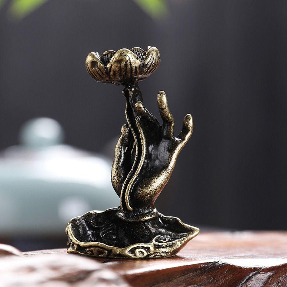 Handmade Buddha's Hand Incense Holder Buddha's Hand Portable Lotus Backflow Incense Insert Delicate Reverse Flow Incense Tray