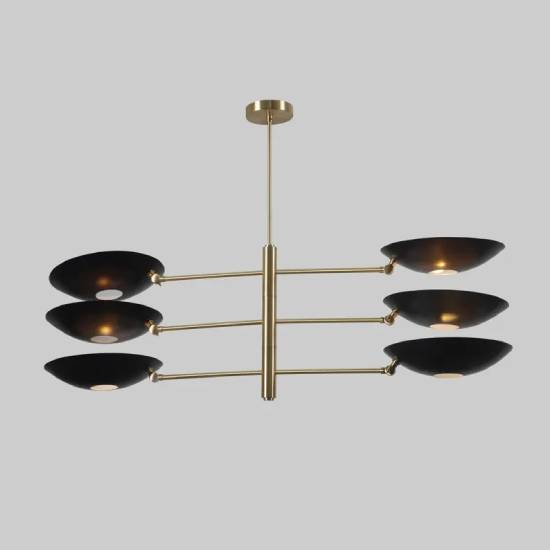 Stilnovo‑Style 6‑Arm Sputnik Ceiling Pendant – Matte Black Cone Shades Modern Chandelier Fixture