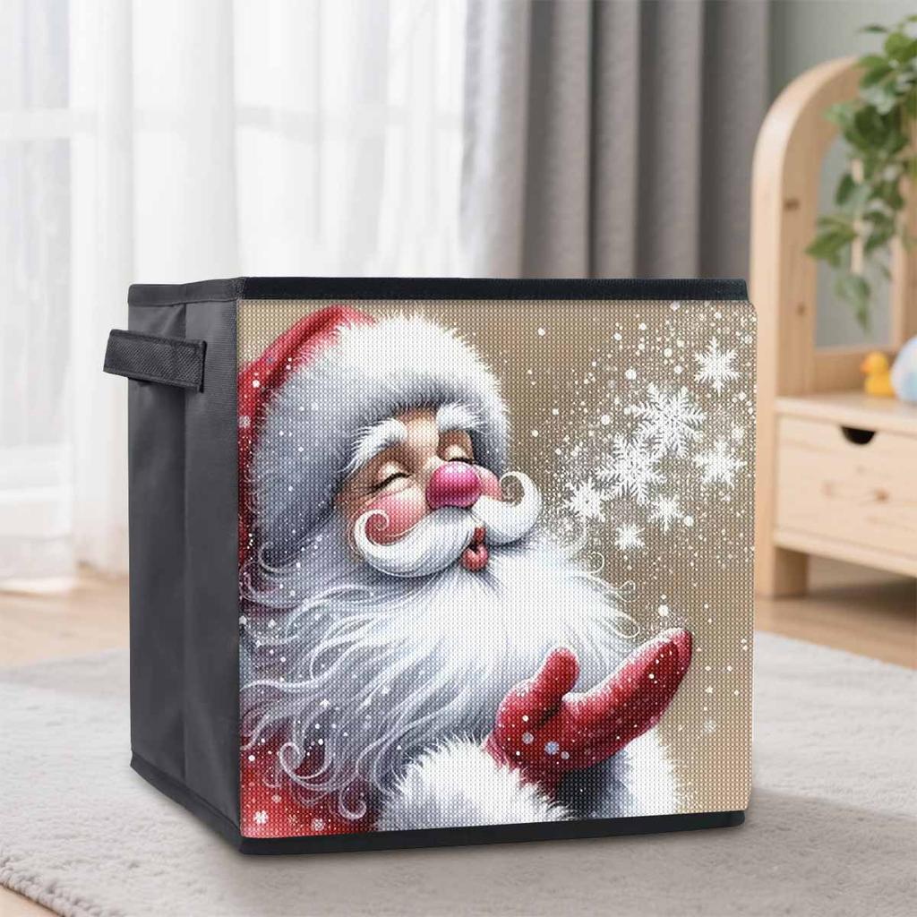 Дед Мороз, дующий снежинками, 5D алмазная живопись, корзина для хранения, полная круглая выкладка, мозаика, алмазная вышивка, наборы для вышивания крестом, домашний декор, домашний декор