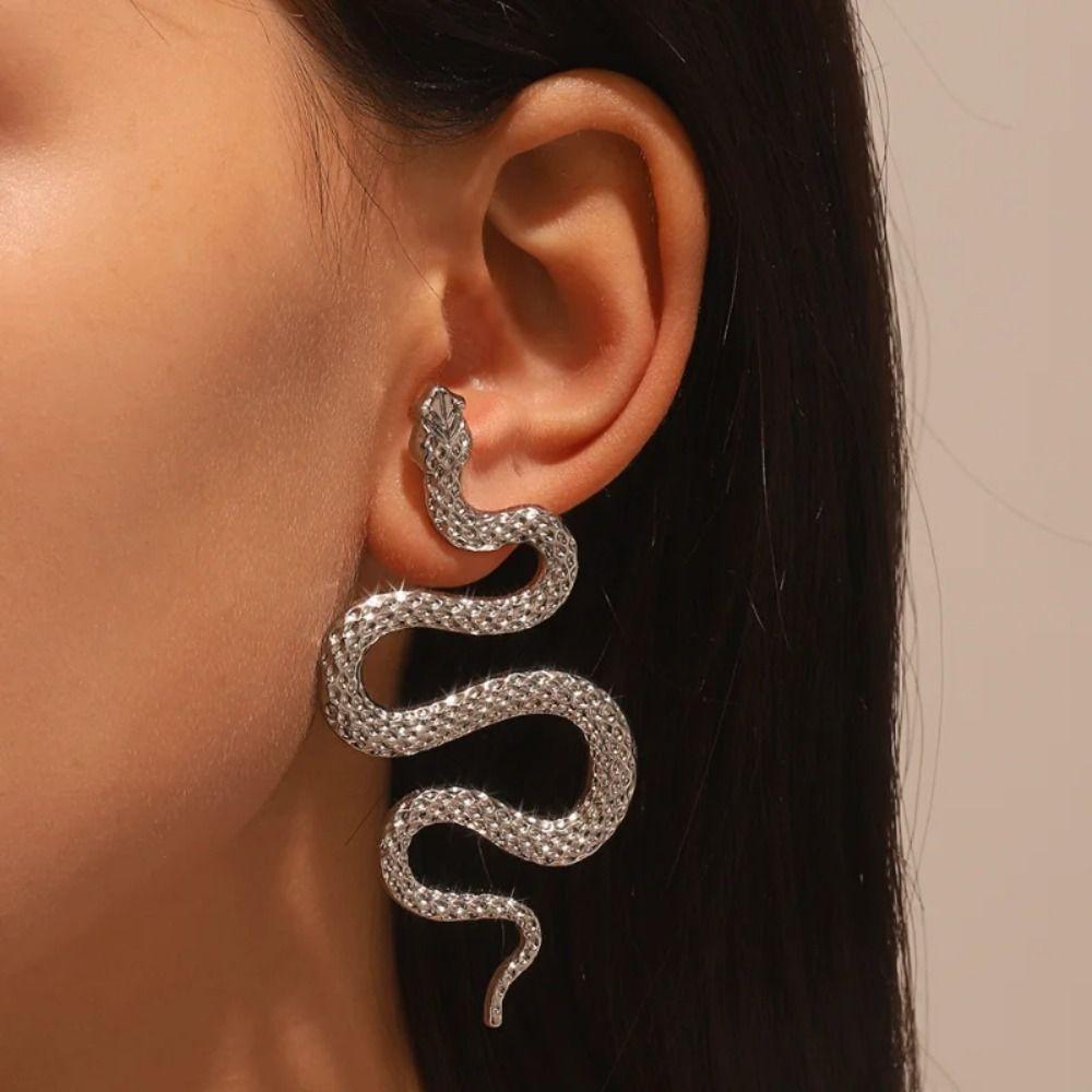 Trend Earrings Gothic Metal Earrings Temperament Snake Shaped Pendant Earrings Women