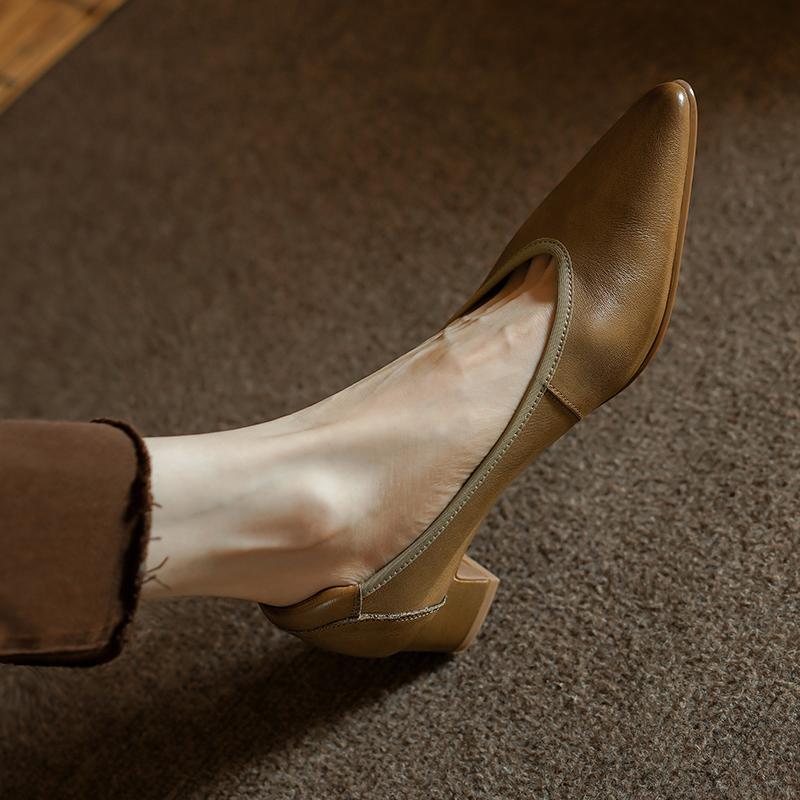 Мода 2024 Новая мода Насосы из натуральной кожи для женщин Туфли-лодочки на высоком каблуке для офиса Туфли повседневные из мягкой кожи Женские классические туфли-лодочки на каблуке