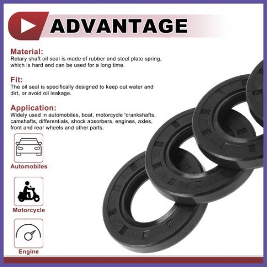 Rotary Shaft Seal Oil Seal Nitrile 70 Durometer Rubber 25x47x7mm 5 Pcs