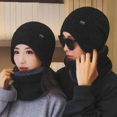 Комплект из двух частей, зимняя шерстяная шапка для защиты ушей для мужчин и женщин, велоспорт, ветрозащитная, трикотажная, бархатная, толстая, теплая, морозостойкая шапка с шарфом