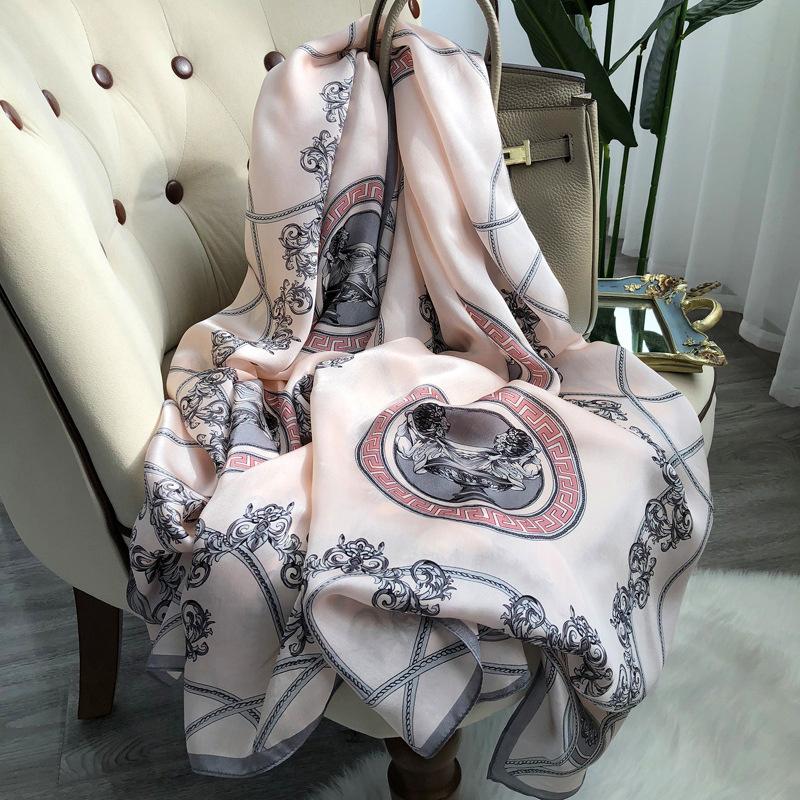 180*65 см 100% шелковица шелкопряда шарф с принтом летний солнцезащитный тонкий платок пляжный шарф шейный платок