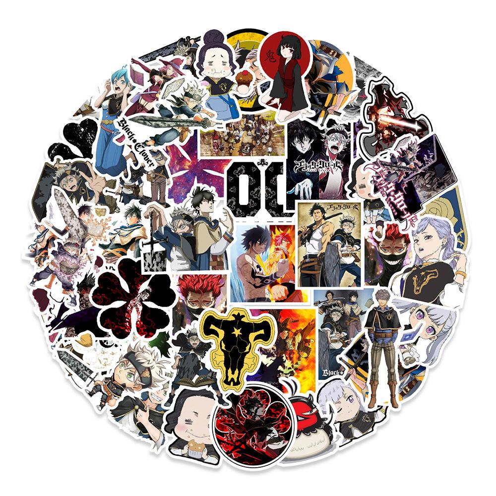 50 Японских комиксных черных стикеров-граффити «Пятилистный клевер» для шлема, мобильного телефона, компьютера, холодильника