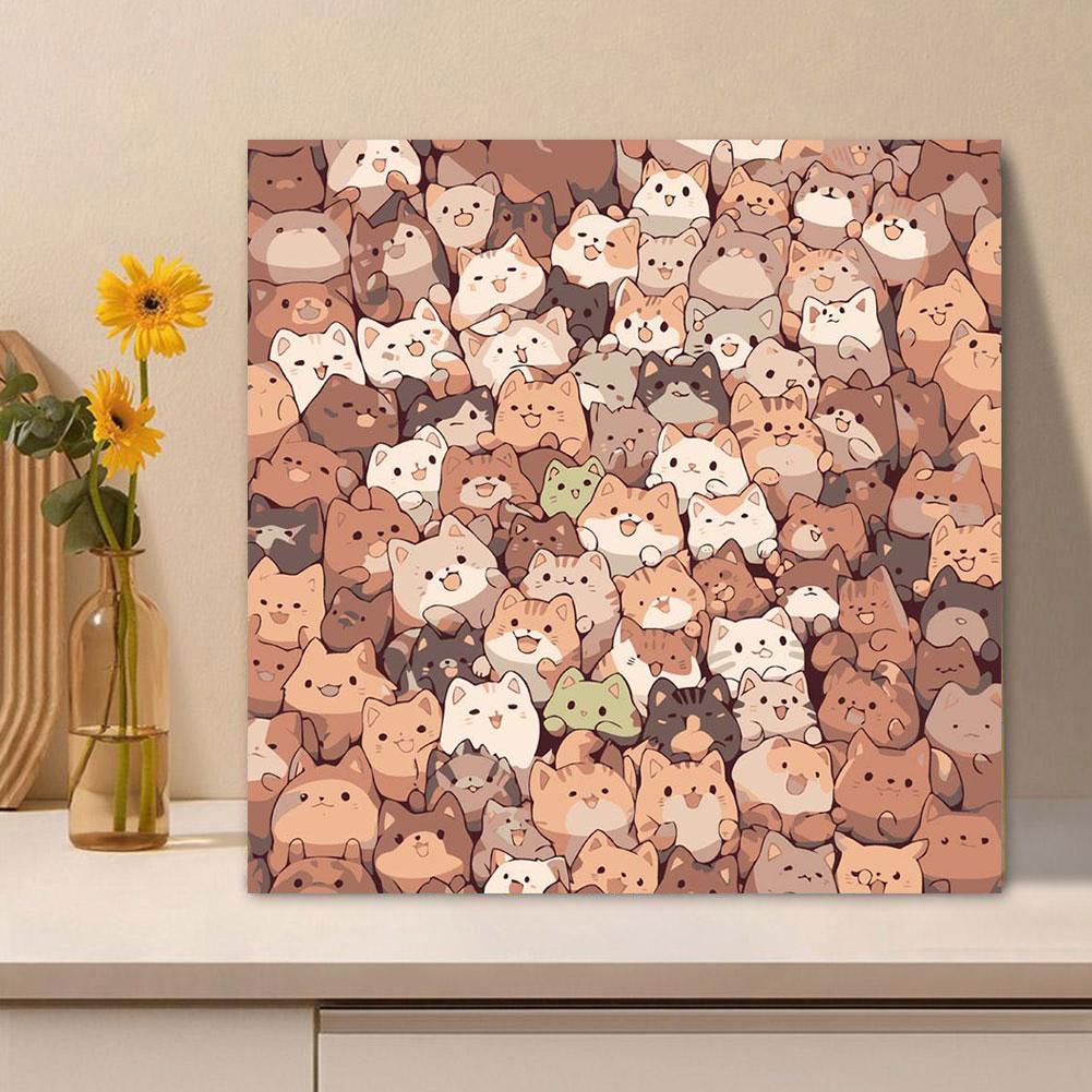 Creative Cute DIY Digital Oil Painting Cat Puppy Hand-painted Filled Oil Painting Patience And Concentration Training Home Decor