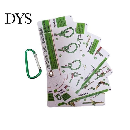 Waterproof Knot Instruction 7Pcs/Set Pocket Guide Cards with Carabiner 27 Classic Knots Reference Rope Card Outdoor Camping Climbing Backpacking Tying