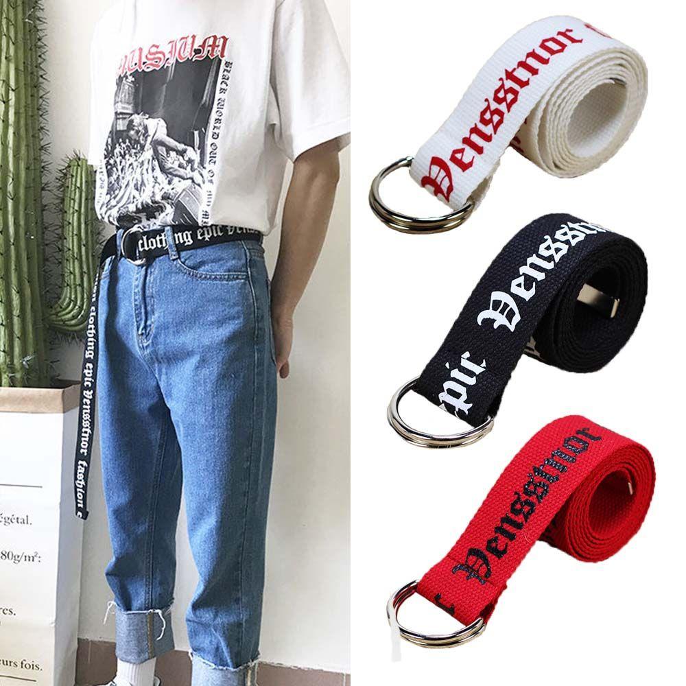 Neutral D Ring Women Canvas Unisex Men Double Buckle Nylon Belt Waist Belt Waistband Unisex Belt