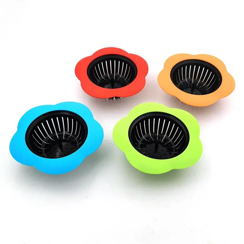 Силиконовый фильтр TPR в форме цветка для кухонной раковины, слив для душа, слив для раковины, крышка для раковины, дуршлаг, канализационный фильтр для волос, 1 шт.