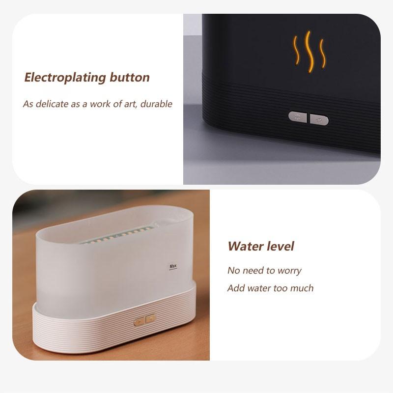 180ml USB Essential Oil Diffuser Simulation Flame Ultrasonic Humidifier Cool Mist Maker Fogger Led Essential Oil Flame Lamp Night Light