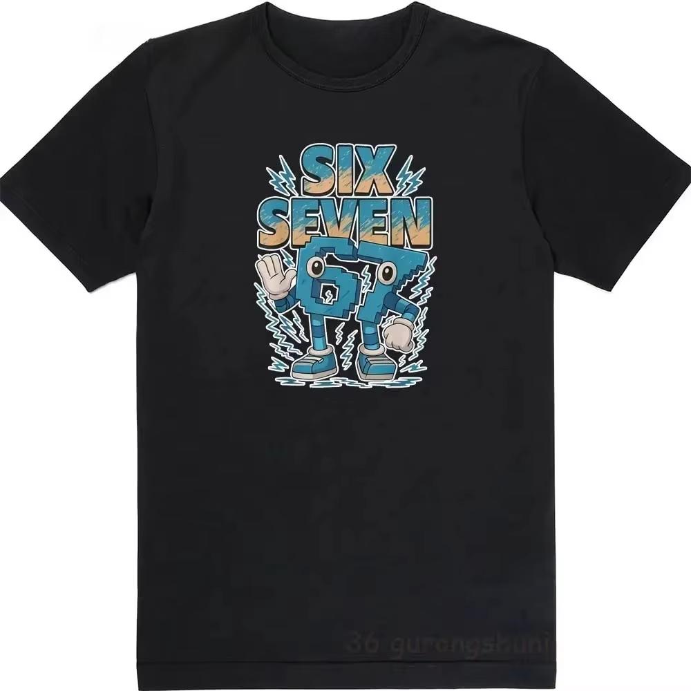Смешная футболка с мемом Six Seven Italian Brainrot YK printcotton Горячая распродажа Унисекс футболка Лето Новая Оверсайз воротник Унисекс футболка